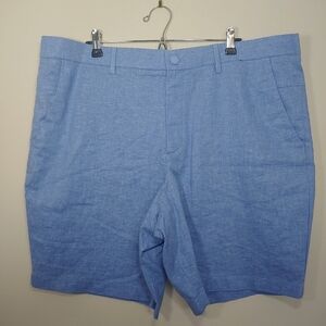 Men's Banana Republic Light Blue Flat Front Shorts Linen Blend Size 40